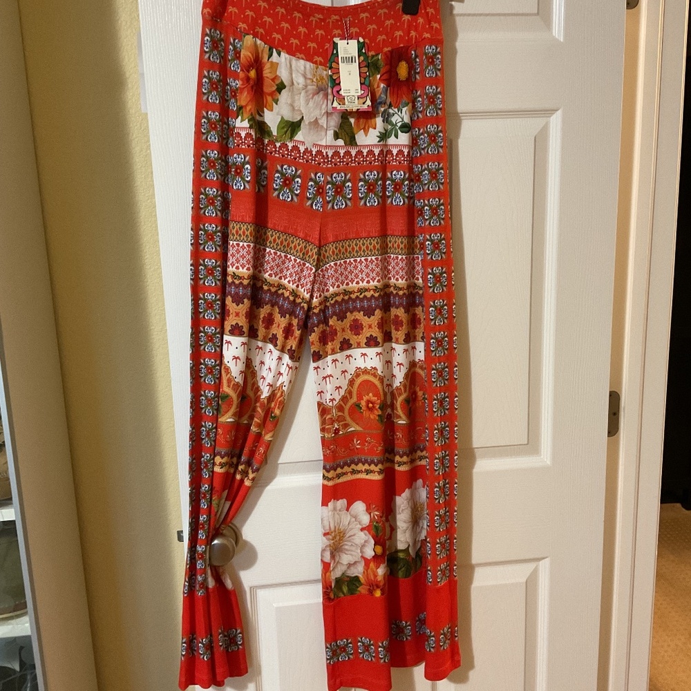 NWT Farm Rio for Anthropologie stretch palazzo pants M